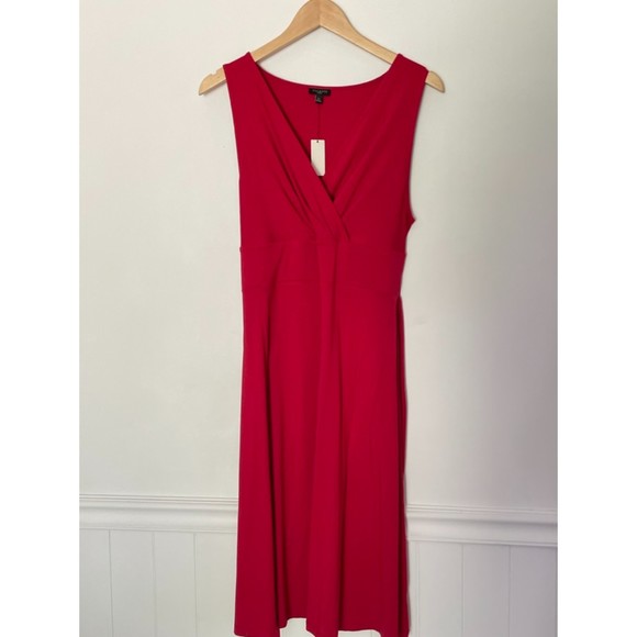 Talbots Red Faux Wrap Party Dress Size Large Petite Holiday Classic New D108 - Picture 1 of 10